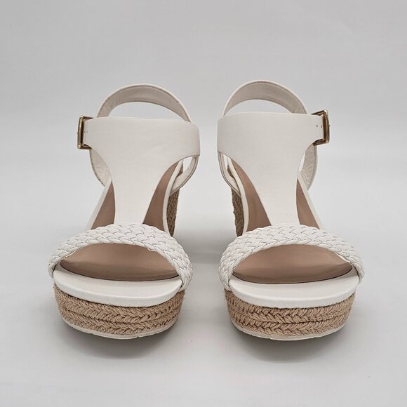 White Clinton Wedge Sandals / Shoes - Picture 1 of 4